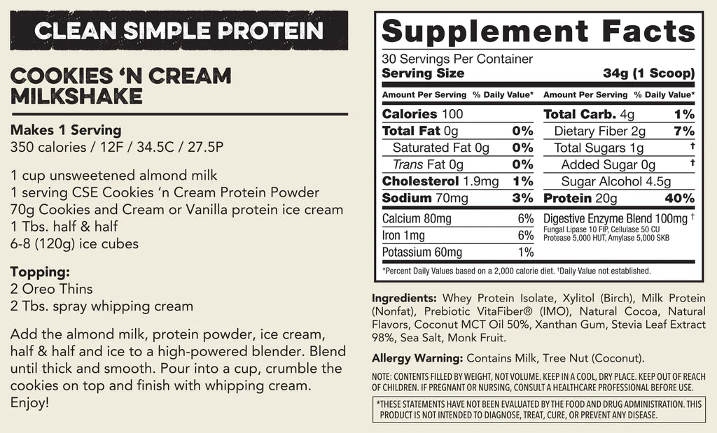 Cookies and Cream Protein Powder